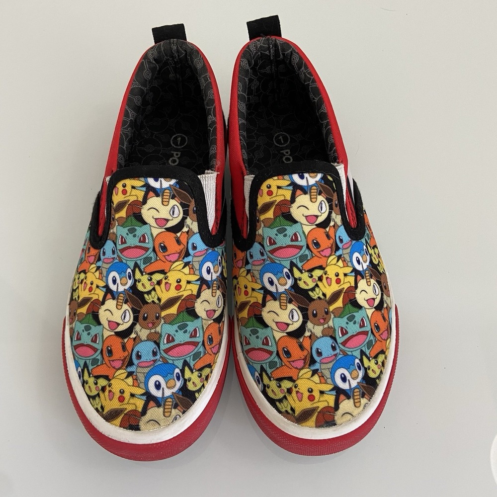 Ground UP Pokemon PIKACHU Slip-On Canvas Sneaker Shoes Unisex Youth Size 1‎